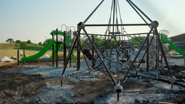 Çocuk Parkının Inşa Edildiği Inşaat Alanının Bir Parçası Yüksek Kalite — Stok video