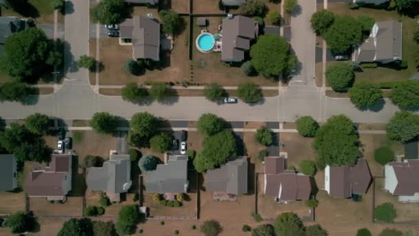 Powyżej Widok Drona Drzew Domów Mieszkalnych Podwórka Pobliżu Miasta Tak — Wideo stockowe