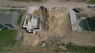 Drone above shot. element of house construction. Wide shot. High quality 4k footage