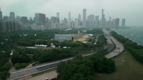 Aerial Shot Nascar Chicago Street Race Weekend Chicago Usa July — Vídeos de Stock