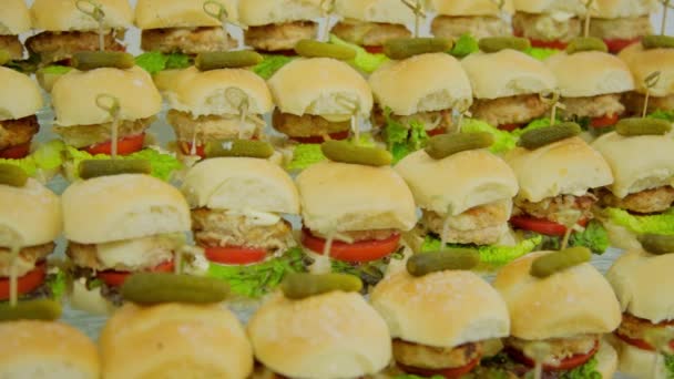 Mesa Banquete Com Aperitivos Catering Restaurante Mover Imagens Imagens Alta — Vídeo de Stock