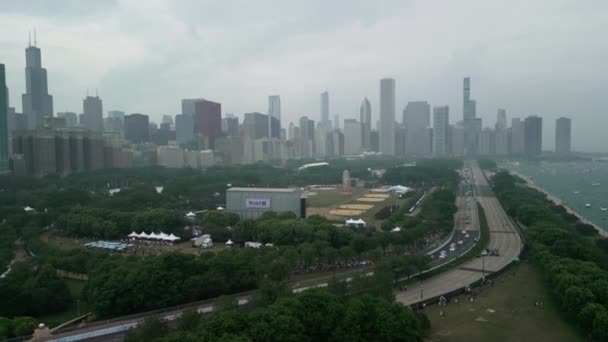 Вид Воздуха Nascar Chicago Street Race Weekend Чикаго Сша Июля — стоковое видео