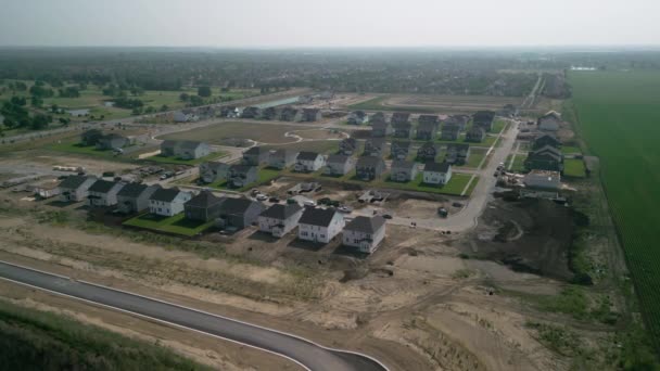 Construction Family Houses Wide Aerial Shot High Quality Footage — Stok video