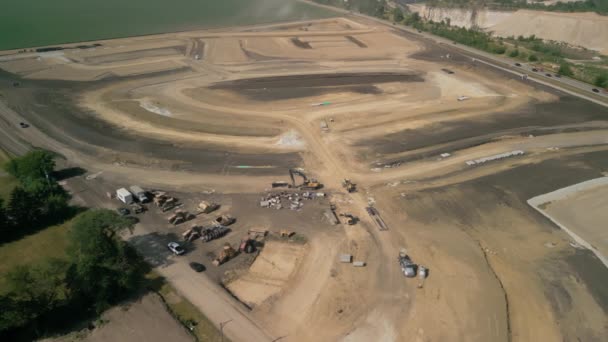 Preparation Construction Site Construction Family Houses Wide Drone Shot High — Wideo stockowe
