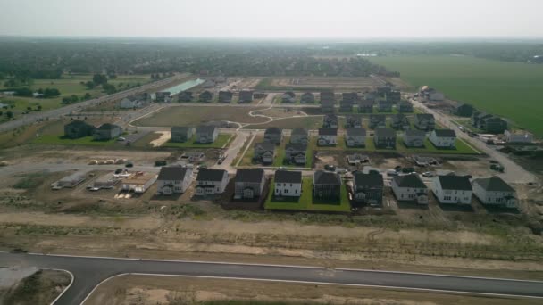 Construction Family Houses Wide Aerial Shot High Quality Footage — Stockvideo