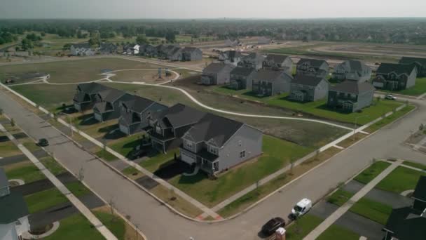 Construction Family Houses Wide Drone Shot High Quality Footage — Stock Video