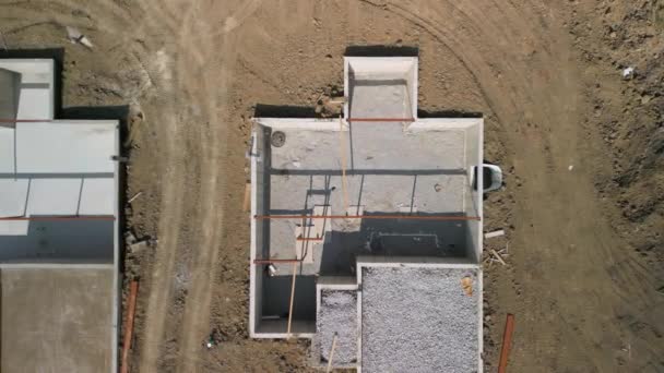 Drone Acima Tiro Elemento Canteiro Obras Família Casa Tiro Dia — Vídeo de Stock