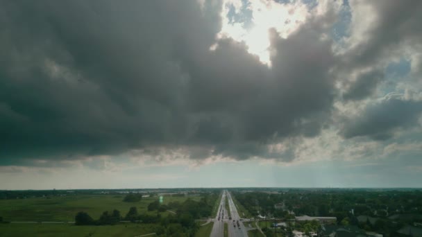 Широкий Обзор Бурных Облаков Образующихся Мрачном Небе Перед Сильными Дождями — стоковое видео