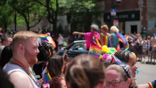 Massive Crowds People Pride Parade Slow Motion Chicago Usa Jun — Stock Video