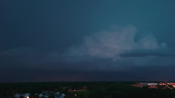 Drone Wide Shot Stormy Clouds Forming Gloomy Sky Heavy Rainfall — Stock Video