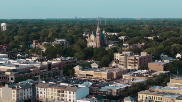 Aerial Szerokie Ujęcie Dzielnicy Miejskiej Mieszkalnej Centrum Naperville Usa Tak — Wideo stockowe