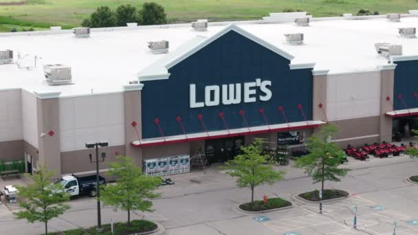 Luftaufnahme Des Amerikanischen Einzelhandelsgeschäfts Lowes Home Garden Naperville Usa Juli — Stockvideo