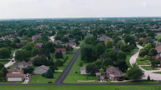 从无人机上俯瞰城市附近的树木 住宅和庭院 房地产枪击案夏天的时候高质量的4K镜头 — 图库视频影像