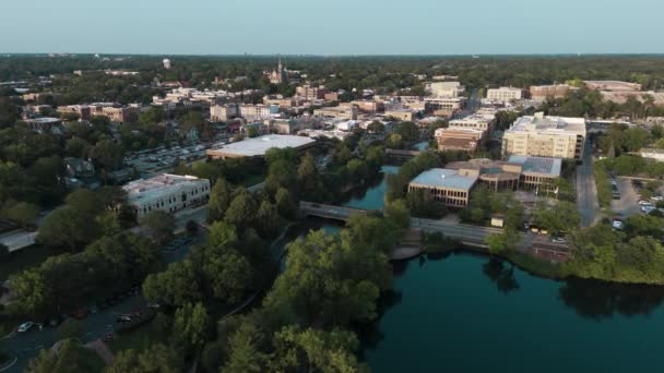 Wide Aerial Shot Residential Urban District Downtown Naperville Usa High — Stock Video