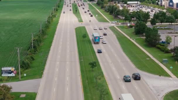 Aerial Vedere Largă Mașinilor Camioanelor Pepsi Conducerea Autostradă Naperville Statele — Videoclip de stoc