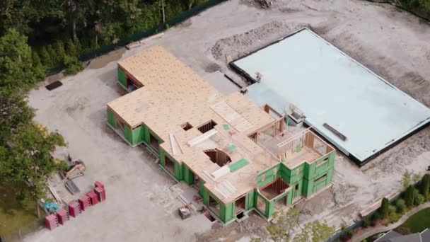 Element Der Familienbaustelle Bau Eines Fachwerkhauses Florida Drohne Weit Über — Stockvideo