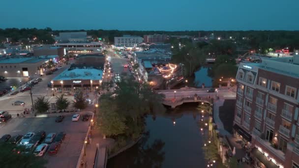 Wide Drone Shot Element Downtown Naperville Evening Time Naperville Usa — Stock Video
