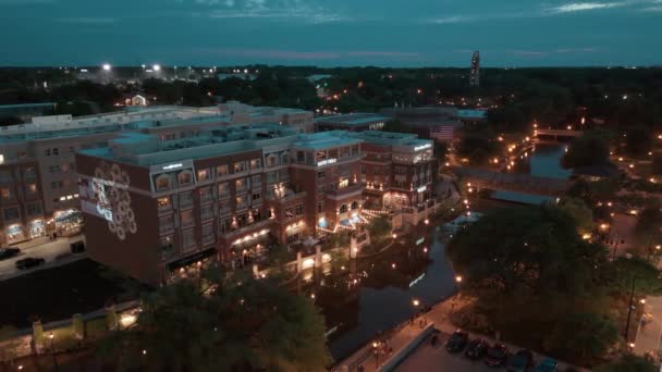 Wide Drone Aerial Shot Element Downtown Naperville Night Time Naperville — Stock Video