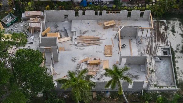 Családi Építkezés Egy Ház Építése Floridában Légi Fénykép Felett Kiváló Stock Kép