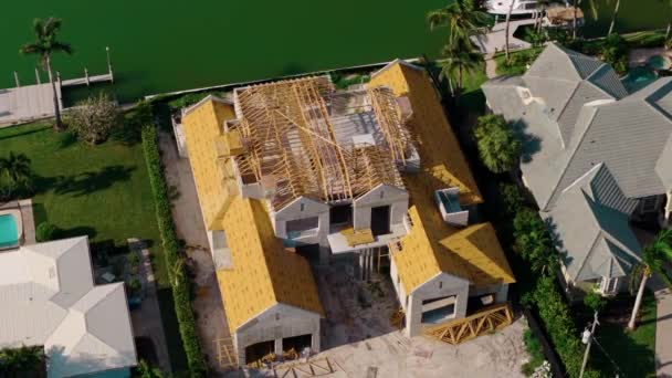 House Ailesinin Şantiyesi Bir Inşaatı Florida Yukarıdan Aşağıya Doğru Yüksek — Stok video