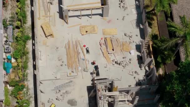 フロリダの家の家族の建設現場の要素 家を建てるためのドローンダウンビュー 高品質の4K映像 — ストック動画