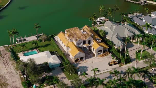 Elemento Canteiro Obras Família Casa Construção Uma Casa Florida Acima — Vídeo de Stock