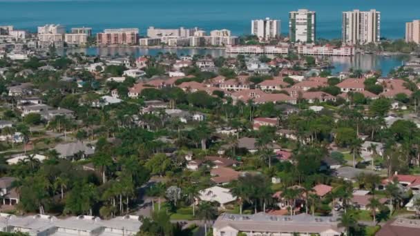 Aerial Zoom Shot Suburb Naples Florida Neighborhoods Real Estate Shot — Stock Video