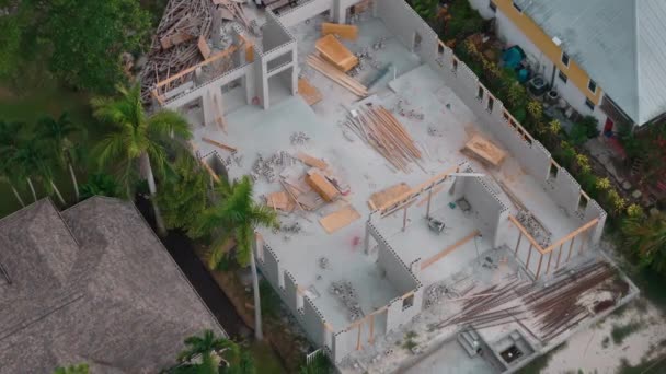 Element Hus Familj Byggarbetsplats Florida Ovanför Drönarbilder Byggandet Ett Hus — Stockvideo