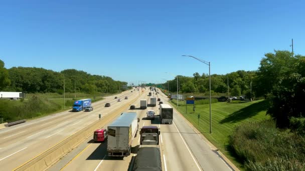 Auto Camion Guidare Sull Autostrada Chicago Usa Settembre 2023 Filmati — Video Stock