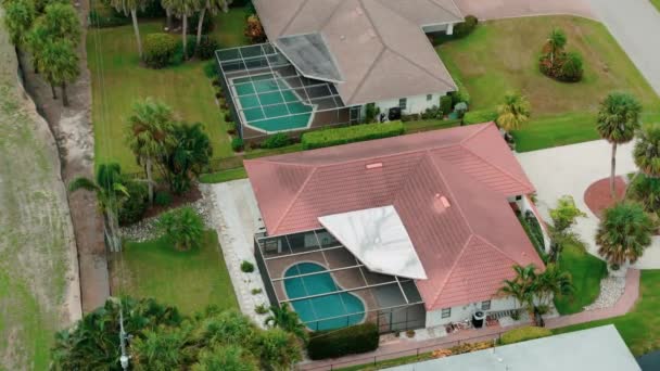 Powyżej Widok Ekranowane Basenie Lanai Domach Florydzie Wysokiej Jakości Materiał — Wideo stockowe