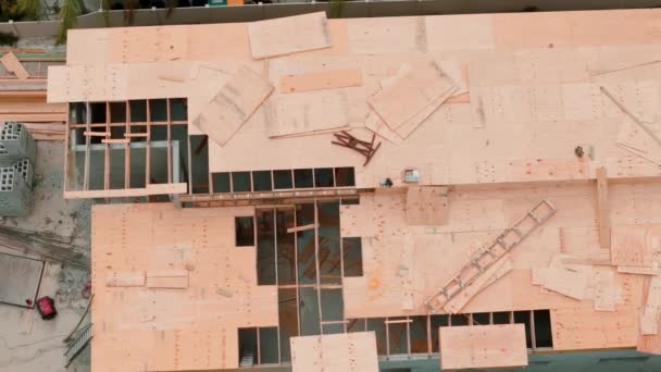 Elemento Canteiro Obras Família Casa Flórida Drone Top Imagens Construção — Vídeo de Stock