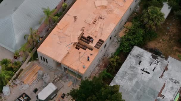 Element Budowy Domu Florydzie Dron Odgórnie Zrzuca Materiał Budowy Prywatnego — Wideo stockowe