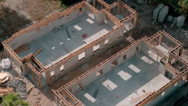 Familienbaustelle Florida Drohnenweite Aufnahmen Vom Bau Eines Privathauses Luftaufnahme Von — Stockvideo