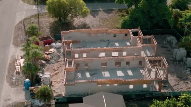Familienbaustelle Florida Drohnenweite Aufnahmen Vom Bau Eines Privathauses Drohne Von — Stockvideo