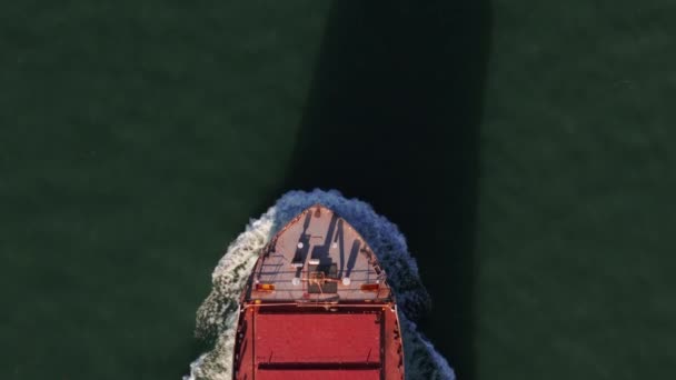 Kargo Bulk Taşıyıcı Gemisinin Havadan Çekilmiş Görüntüsü Zoom Atışı Yüksek — Stok video