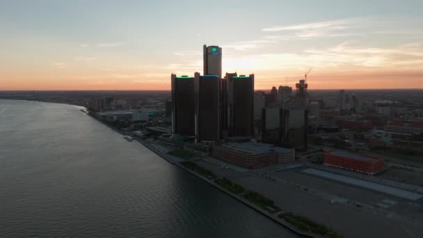 Detroit Michigan Spojené Státy Panoramatický Letecký Snímek Města Detroitu Centrální — Stock video