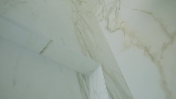 Elementos Banheiro Moderno Branco Com Chuveiro Casa Interior Imóvel Fecha — Vídeo de Stock