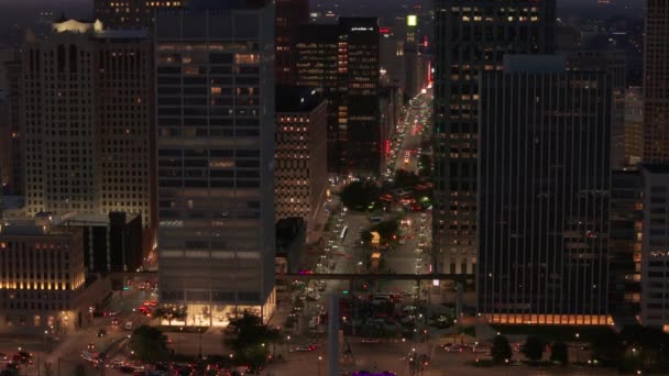 Detroit Michigan Vereinigte Staaten Luftaufnahme Der Stadt Detroit Abends Hochwertiges — Stockvideo