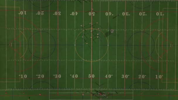 Воздушный Сверху Вниз Широкий Вид Американских Футбольных Команд Игры Ночное — стоковое видео