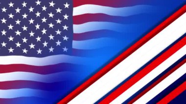 ABD renkleri, yıldız bayrakları ve parlak çizgiler soyut grunge leke arkaplanı. Bağımsızlık Günü kusursuz tasarım. Yüksek kalite 4k görüntü