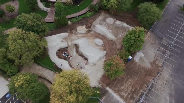 Construção Parque Infantil Estaleiro Construção Tomada Drone Imagens Alta Qualidade — Vídeo de Stock