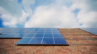 Özel kır evine güneş paneli yerleştirmek için. Yüksek kalite 4k görüntü