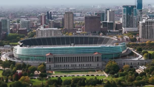 Letecký Záběr Chicagského Stadionu Nedaleko Centra Vysoce Kvalitní Záběry — Stock video
