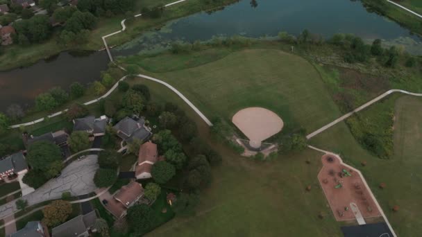 Drone Vista Campo Béisbol Verde Diamante Béisbol Campo Deportes Parque — Vídeos de Stock