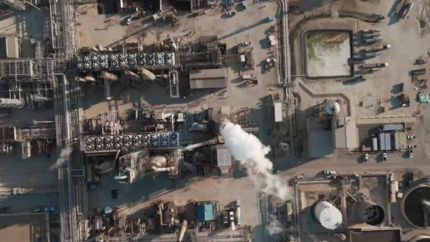 Drone Top Felvételek Olaj Gáz Benzin Üzemanyag Finomító Petrolkémiai Üzem — Stock videók