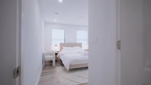 Elements Modern Luxurious Interieur Slaapkamers Ontwerp Een Nieuw Huis Breed — Stockvideo
