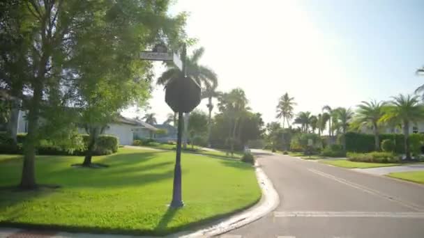 Side Wide View Pov Car Driving Street Naples Florida Road — Stock Video