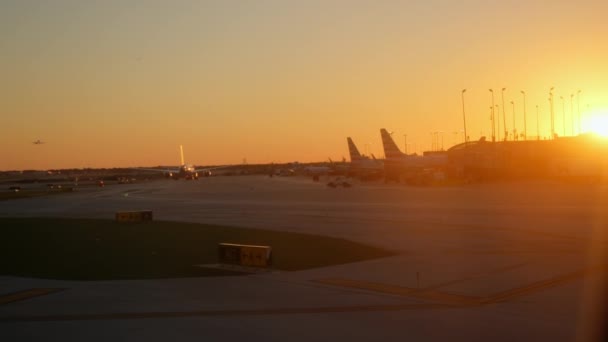 Planet Kör Genom Porten Vid Terminalen Chicagos Internationella Flygplats Ett — Stockvideo