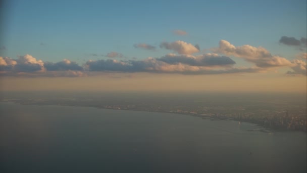 Široký Pohled Letadla Přistávajícího Letišti Chicago Ohare Vysoce Kvalitní Záběry — Stock video
