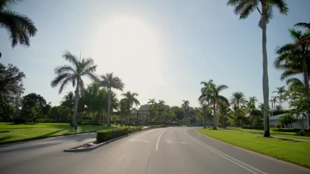 Pov Wde Vue Voiture Conduisant Dans Rue Naples Floride Route — Video